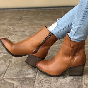 Cognac Leather Booties- Pierre Hardy x Anthropologie